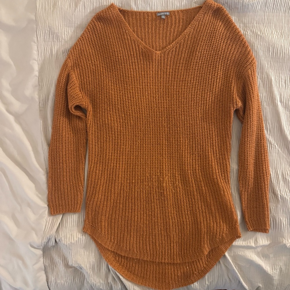 Charlotte Russe Warm Orange V-Neck Sweater